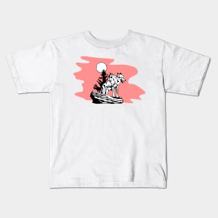 Two-headed Wolf at Dusk Kids T-Shirt